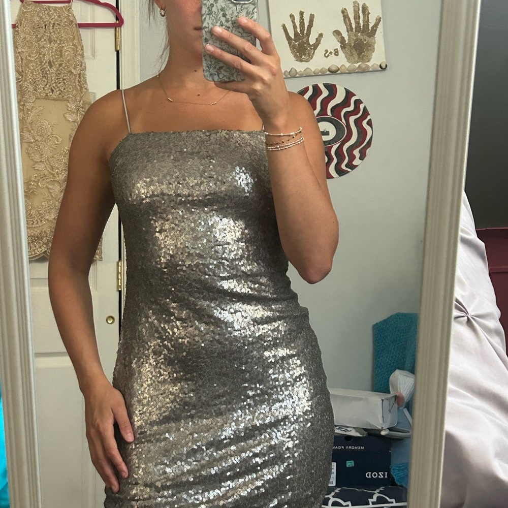 Forever 21 Silver Sequin Sheath Mini Dress